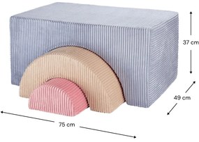 Синьо велурено игрище от пяна 75x49x37 cm Rainbow Montessori – Wigiwama