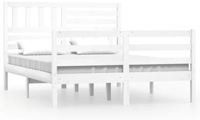 3101069 vidaXL Рамка за легло, бяла, масивно дърво, 140х190 см