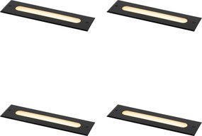 Комплект от 4 модерни наземни прожектора черни 30 см вкл. LED IP65 - Eline