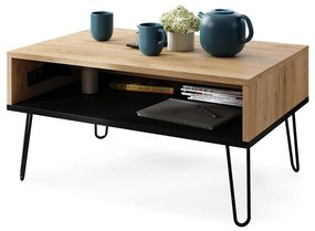 Конферентна маса с повдигаем плот и полица HALIJA дъб крафт/черна