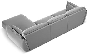 Светлосив кадифен ъглов диван (десен ъгъл) Vanda – Mazzini Sofas