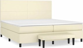 3137565 vidaXL Боксспринг легло с матрак, кремаво, 200x200 см, изкуствена кожа
