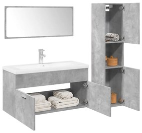 3324881 vidaXL Комплект мебели за баня от 4 части бетонно сив инженерно дърво