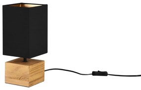 Черна и естествена настолна лампа с текстилен абажур (височина 30 cm) Woody – Trio
