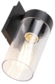 Модерна външна стенна лампа черна с прозрачно стъкло - Rullo