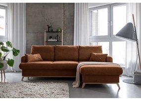 Оранжев ъглов разтегателен диван, десен ъгъл Scandic Lagom - Miuform