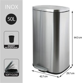 Стоманено кошче за боклук с педал в матово сребрист цвят 50 l Akira – Spirella
