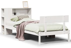 3321789 vidaXL Легло с етажерка за книги, без матрак, 90x200 см, бор масив