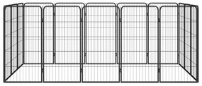Заграждение за куче черно 16 панела 50x100 см прахово боядисано