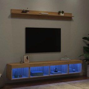 3216684 vidaXL ТВ стенни модули с LED, 5 части, сонома дъб, инженерно дърво