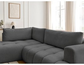 Тъмносив сгъваем/с място за съхранение ъглов диван (ляв ъгъл/L форма) Fuji – Bobochic Paris