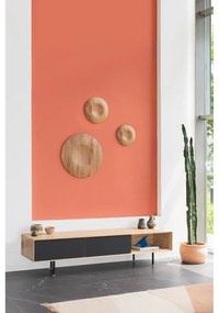 Черна/естествена маса за телевизор от масивен дъб 200x48 cm Fina – Gazzda