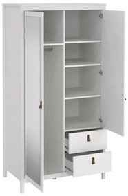 Бял гардероб с огледало 102x199x58 cm Madrid – Tvilum