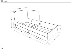 Легло за матрак 90/200 Раян