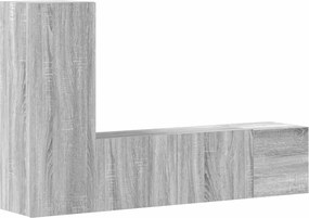 3120225 vidaXL Комплект ТВ шкафове от 3 части, сив сонома, инженерно дърво