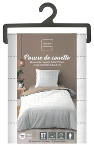 Бяло/бежово единично памучно спално бельо 140x200 cm Cadria – douceur d'intérieur