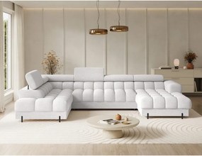 Кремав разтегателен ъглов диван от букле (ляв ъгъл U форма) Feraria – ELTAP