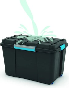 Черна пластмасова кутия за съхранение с капак 73,5x44,5x46 cm Scuba Box – KIS