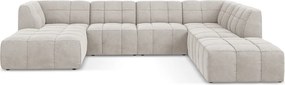 Бежов кадифен ъглов диван (U форма) Aloha – Makamii