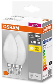 К-кт 2x LED Крушка B38 E14/4,9W/230V 3000K - Osram