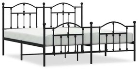353460 vidaXL Метална рамка за легло с горна и долна табла, черна, 160x200 см