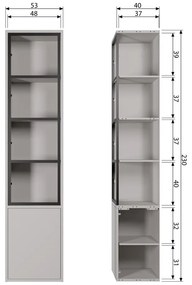 Светлосива витрина от борова дървесина 53x230 cm Basic - vtwonen