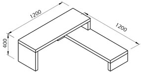 Двойна маса за телевизор, черна, с декор от бетон , 125 x 40 cm Cliff - TemaHome