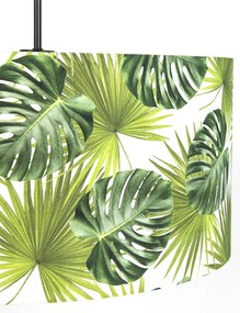 Ботанически висящ аплик черен с абажур с листа 50 см - Combi 1