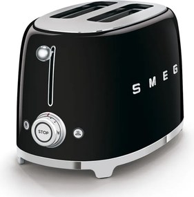 Тостер за хляб SMEG 50's Style TSF01BLEU, 950W, 2 филии, 6 нива, Тавичка за трохи, Вграден кабел, Неръждаема стомана, Черен