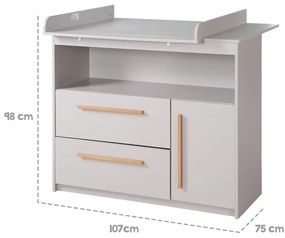 Светлосив детски скрин с маса за преповиване 107x98x75 cm Lea – Roba