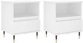 830605 vidaXL Нощни шкафчета, 2 бр, бели, 40x35x50 см, инженерно дърво