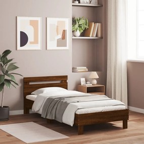 838532 vidaXL Рамка за легло, без матрак, с табла, кафяв дъб, 100x200 см