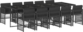 3210931 vidaXL Градински комплект с възглавници 11 части полиратан черен