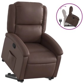 3204228 vidaXL Изправящ реклайнер стол, кафяв, изкуствена кожа