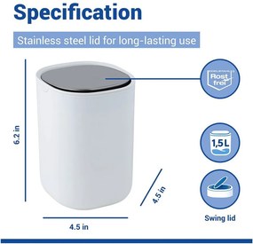 Бяло пластмасово кошче за боклук 1,5 l Frini – Wenko