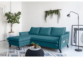 Тюркоазен ъглов разтегателен диван, ляв ъгъл Charming Charlie - Miuform