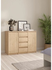 Скрин от дъбов декор в естествен цвят 121x91x50 cm Naia – Tvilum