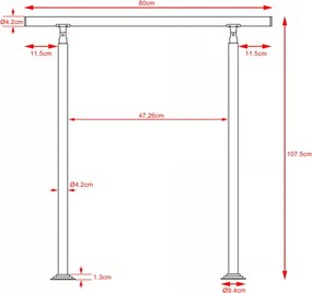Стълбищен парапет от неръждаема стомана без стъпала dĺžka 80 cm