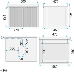 Комплект мебели за баня с плот Marti 60cm Grey