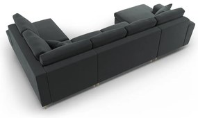 Тъмносив кадифен разтегателен ъглов диван с място за съхранение (десен ъгъл/U форма) Kyoto – Cosmopolitan Design