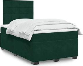 3293161 vidaXL Боксспринг легло с матрак, тъмнозелено, 120x190 см, кадифе