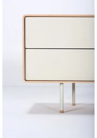 Бяла/естествена маса за телевизор от масивен дъб 150x64 cm Fina – Gazzda