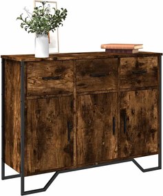848561 vidaXL Сайдборд, опушен дъб, 97x32,5x74,5 см, инженерно дърво