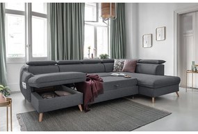 Тъмносив U-образен разтегателен диван, десен ъгъл Sweet Harmony - Miuform