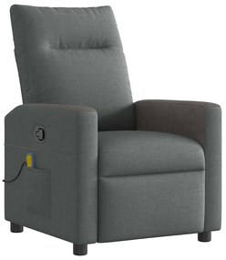 4104833 vidaXL Масажен фотьойл с регулируема облегалка, тъмносив, плат