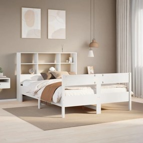 3322991 vidaXL Легло с етажерка за книги, без матрак, 120x200 см, бор масив