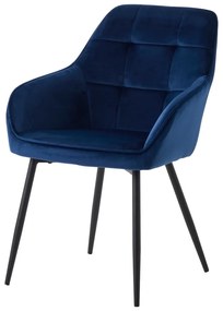 Тъмносини тапицирани трапезни столове в комплект с подлакътници 2 бр. Nolan Square – Unique Furniture