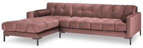 Розов ъглов диван от кадифе , ляв ъгъл Bali - Cosmopolitan Design