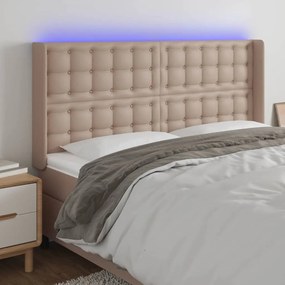 3124143 vidaXL LED горна табла за легло, капучино, 147x16x118/128 см