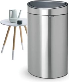 Кош за боклук Brabantia Touch Bin New 650532, 40 л, Безшумно и плавно затваряне, Плосък гръб, Инокс/мат